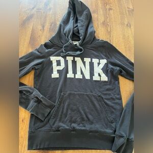 PINK Victoria's Secret Black Sweatshirt Hoodie Sz Small